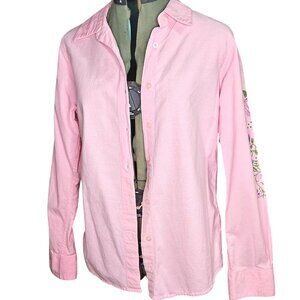 Woman's Quacker Factory boho country western embroidered pink rose long sleeve t